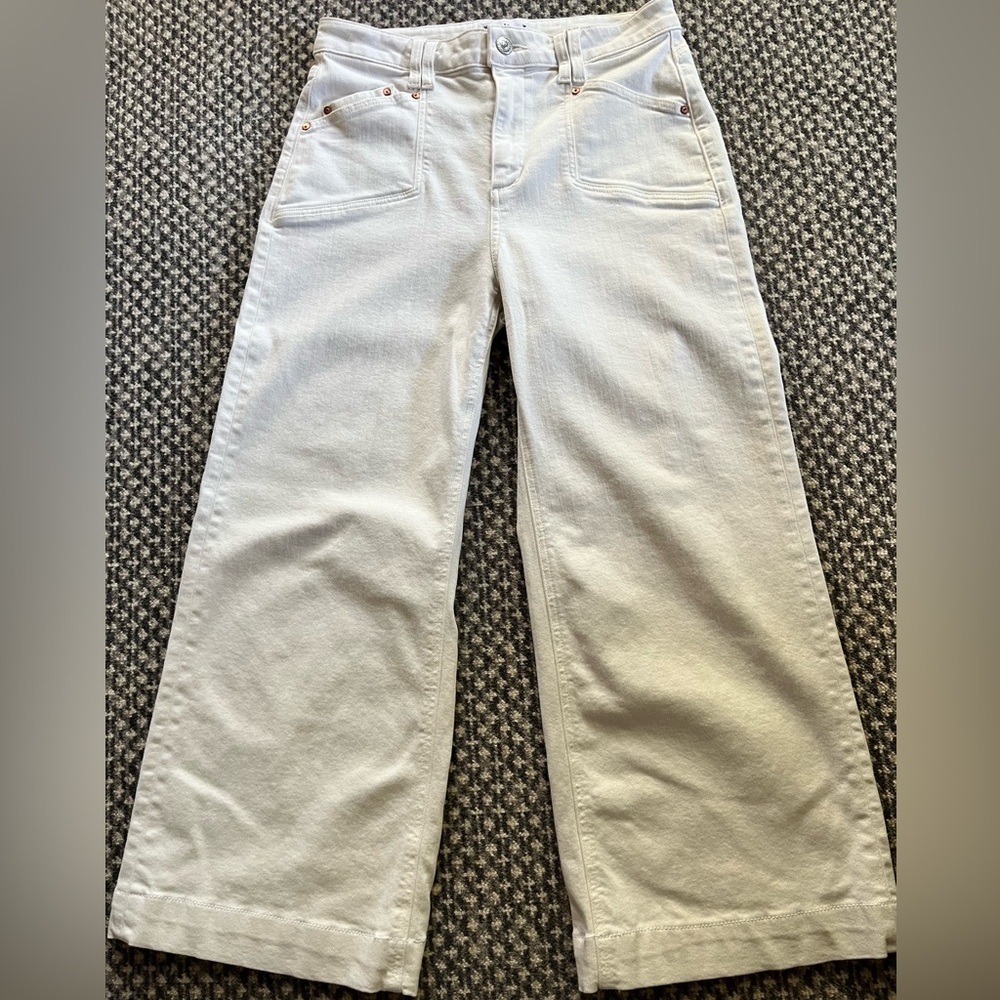 PAIGE Wide Leg Flare Jeans in Off-White